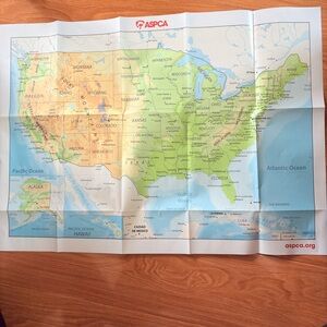 Official ASPCA United States Map Poster - 28" x 20" - Physical Geography